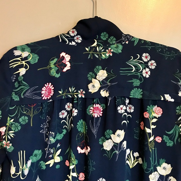 LOFT | Women's Valley Floral Bow Blouse | Navy - Picture 9 of 11